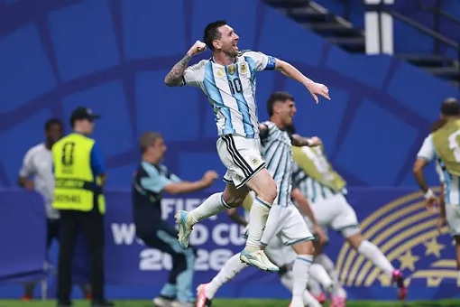 FIFA World Cup 2026 - Argentina Lionel Messi In Air Celebrating