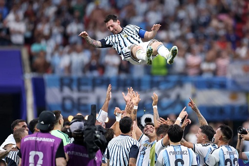 FIFA World Cup 2026 - Argentina Lionel Messi Thrown In Air by Teammates