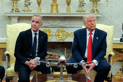 US-Canada Tariffs War - US President Donald Trump and Canadian Prime Minister Mark Carney