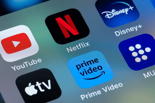 Netflix, YouTube, Disney, Apple TV, Amazon Prime Video